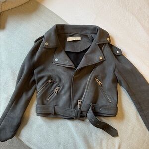 Zara Charcoal Leather Biker Jacket